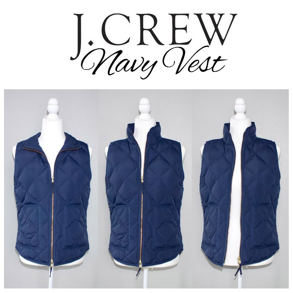 J. Crew Navy Quilted Puffer Vest